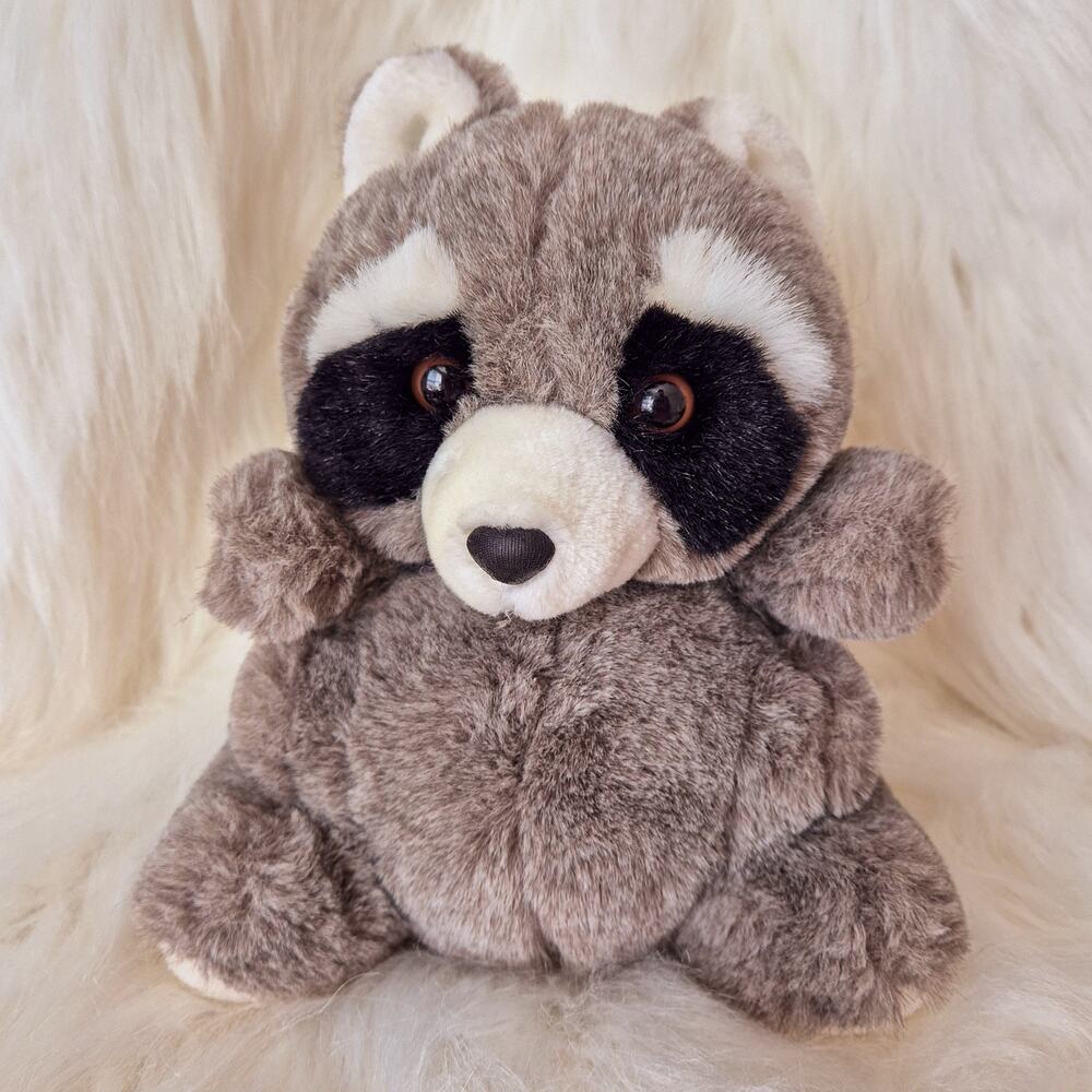 Yangjee Chubby Raccoon Plush Stuffed Animal Gray Korea 9.25 Inch